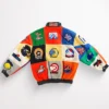 Jeff Hamilton Tyrese Haliburton NBA Teams Collage Colorblock Bomber Leather Jacket back view
