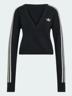 Jennie Adidas Black Knitted Wrap Around Cardigan