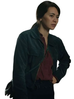 Jessica-Henwick-Silo-Tv-Series-S03-Helen-Drew-Grey-Corduroy-Jacket-Front