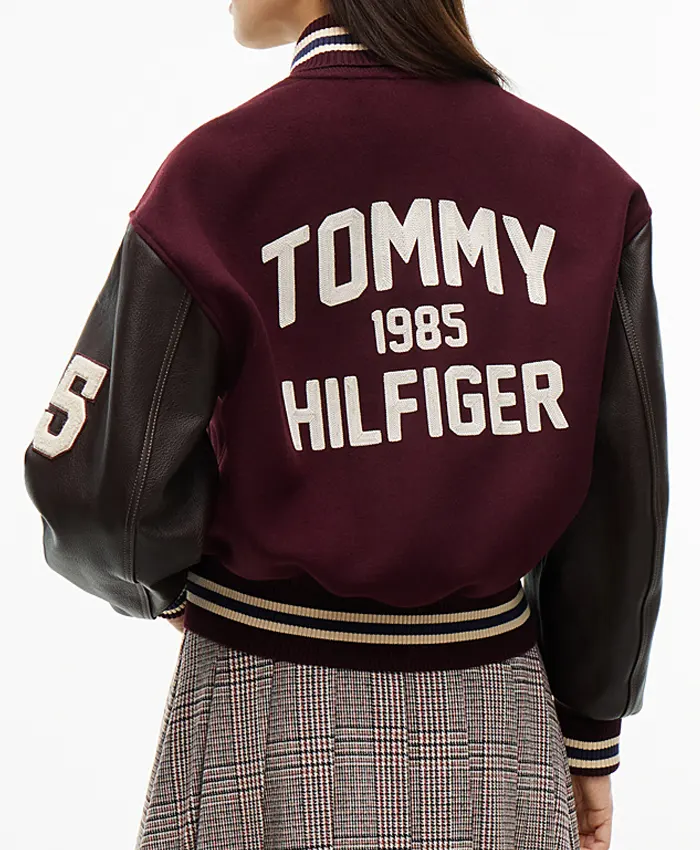 Jisoo Manteco Wool Blend Leather Sleeves Jacket By Tommy Hilfiger