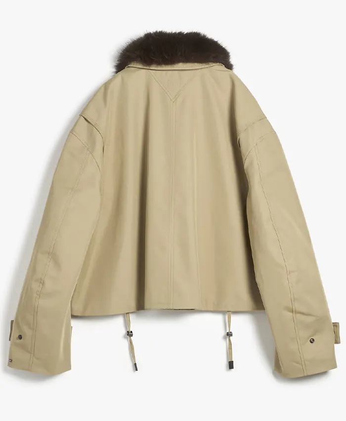 Jisoo Tommy Hilfiger Beige Cotton Fur Collar Jacket For Sale