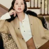 Jisoo Tommy Hilfiger Beige Cotton Fur Jacket