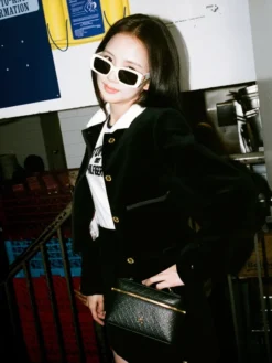 Jisoo Tommy Hilfiger Black Velvet Band Jacket