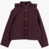 Jisoo Tommy Hilfiger Crest Embroidered Square Quilted Burgundy Jacket Hooded