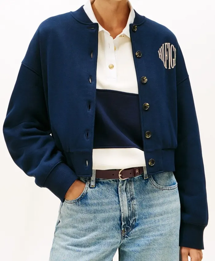 Jisoo Tommy Hilfiger Fleece Bomber Varsity Jacket