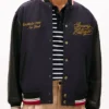 Jisoo Tommy Hilfiger Navy Wool Blend Leather Varsity Jacket