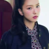 Jisoo Tommy Hilfiger Wool Blend Leather Varsity Jacket In Navy