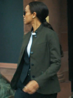 Joe-Lioness-Tv-Series-2026-Zoe-Saldana-Green-Cotton-Blazer-Right