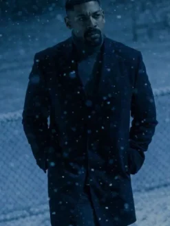John Stewart TV-Series Lanterns 2026 Aaron Pierre Black Wool Trench Coat front view