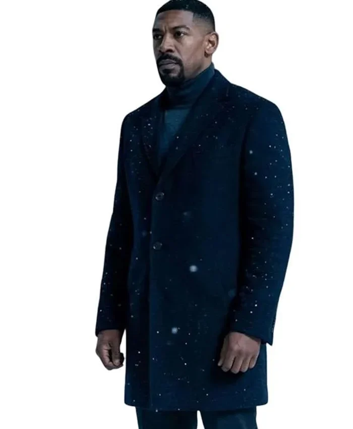 John Stewart TV-Series Lanterns 2026 Aaron Pierre Black Wool Trench Coat side view