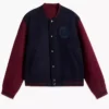 Josh Hart New York Fashion Week 2026 Tommy Hilfiger NY Label Wool-Cashmere Blue Varsity Jacket front view