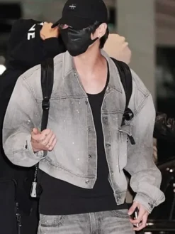 Jungkook-Incheon-International-Airport-2026-Light-Grey-Denim-Trucker-Jacket
