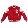 Justin Jefferson Minnesota Vikings Soldier Field Wool Red White Celine Jackson Teddy Jacket front view