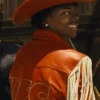 KFC Commercial IShowSpeed Red And White Western Fringe Leather Jacket back view