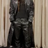 Kai Cenat VIVET Debut 2026 New York Fashion Week Black Leather Oversized Trench Coat front view