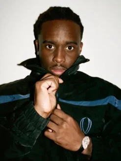 Kai Cenat VIVET Debut New York Fashion Week 2026 Black And Blue Fleece Track Jacket front view