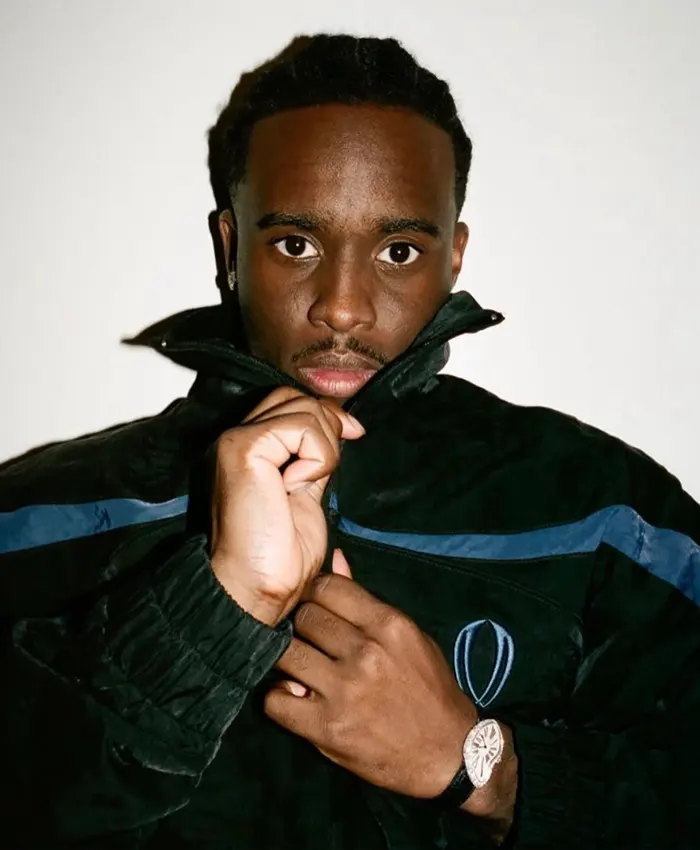 Kai Cenat VIVET Debut New York Fashion Week 2026 Black And Blue Fleece Track Jacket front view