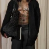 Kai Cenat VIVET Debut New York Fashion Week 2026 Black Open-Knit Cardigan Jacket front view