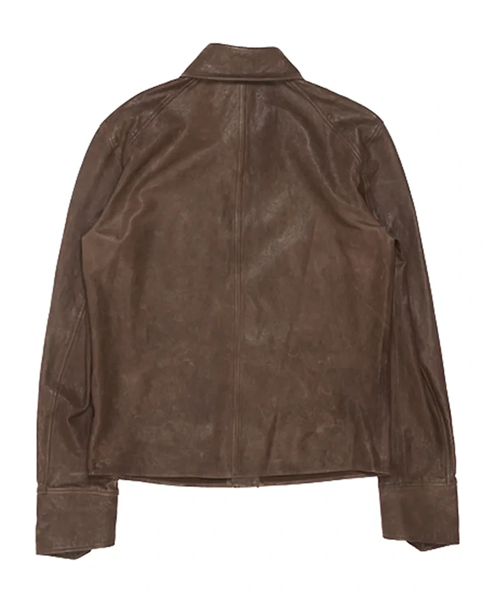 Kai Cenat VIVET Debut New York Fashion Week 2026 Brown Leather Button Down Regular Fit Jacket back view