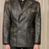 Kai Cenat VIVET Debut New York Fashion Week 2026 Distressed Double-Breasted Leather Blazer front view