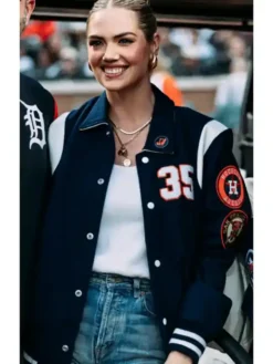 Kate-Upton-MLB-Detroit-Tigers-Navy-Blue-White-Bomber-Jacket