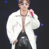 Kim Taehyung BTS ARIRANG World Tour Chicago Off-White Diesel Denim Trench Coat front view