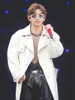 Kim Taehyung BTS ARIRANG World Tour Chicago Off-White Diesel Denim Trench Coat front view