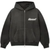 LLOUD x Von Dutch Hollywood Lisa Distressed Charcoal Fleece Hooded Jacket front view