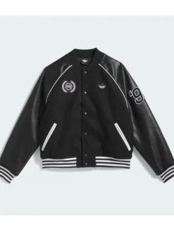 Lamine Yamal Skateboarding x Tyshawn Collegiate Crown on the back Black Varsity Jacket front view