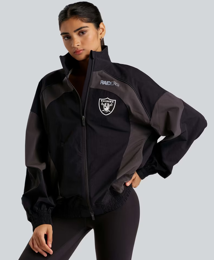 Las Vegas Raiders lululemon Women's Black Ventilated Oversized Track Jacket