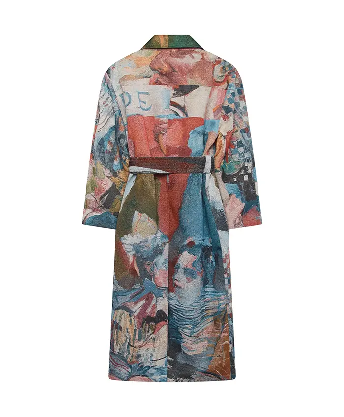 Lauryn Hill Kai Cenat Vivet Fashion Show 2026 Café De La Jacquard Multicolor Cotton Overcoat back view