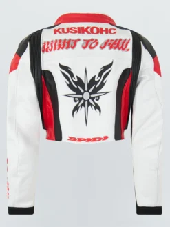 Lauryn Hill Kai Cenat Vivet Fashion Show 2026 KUSIKOHC Spidi Burn Cropped Rider Jacket back view