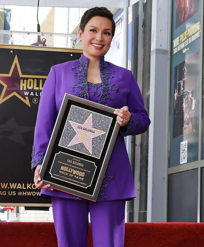 Lea Salonga Hollywood Walk of Fame Los Angeles Purple Suiting Fabric Blazer front view