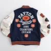 Legend NBA Dwyane Wade Roots of Fight Walter Payton Sweetness Legacy Navy Varsity Jacket back view
