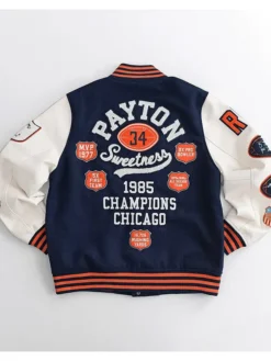 Legend NBA Dwyane Wade Roots of Fight Walter Payton Sweetness Legacy Navy Varsity Jacket back view