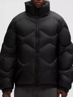 Lewis Hamilton Lululemon Featherweight Stand-Neck Black Quilted Parachute Puffer Jacket front view