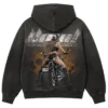 Lisa LLOUD x Von Dutch Hollywood Distressed Hooded Charcoal Fleece Jacket back view