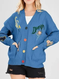 Long Sleeve Women's Cable Knit Cardigan Sweater