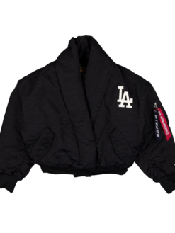 Los Angeles Dodgers x Alpha x New Era Black Shawl Collar Flight Jacket