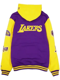 Los Angeles Lakers Throwback Patch Letterman Jacket Back