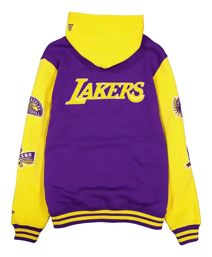 Los Angeles Lakers Throwback Patch Letterman Jacket Back