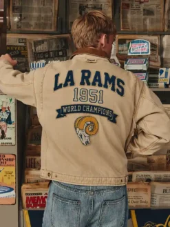 Los Angeles Rams x Elwood 75th Anniversary 1951 World Championship Brown Cotton Jacket back view