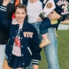 MLB Detroit Tigers Kate Upton Verlander 35 VIVI Career Celebration Navy Wool Varsity Jacket front view