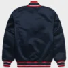 MLB Los Angeles Angels Starter Heavyweight Satin Blue Varsity Bomber Jacket back view
