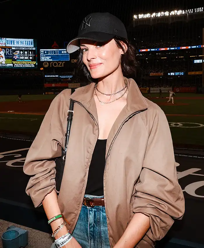 MLB New York Yankees Jaimie Alexander Brown Zip-Up Polyester Track Jacket front view