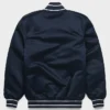 MLB New York Yankees Starter Heavyweight Blue Varsity Bomber Satin Jacket back view
