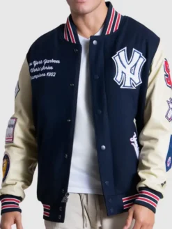 MLB New York Yankees Starter Navy And Cream 50th Year Varsity Jacket