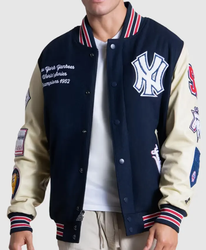 MLB New York Yankees Starter Navy And Cream 50th Year Varsity Jacket
