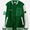 Macklemore Bogey Boys Friends And Family Green-White Letterman Varsity Jacket front view