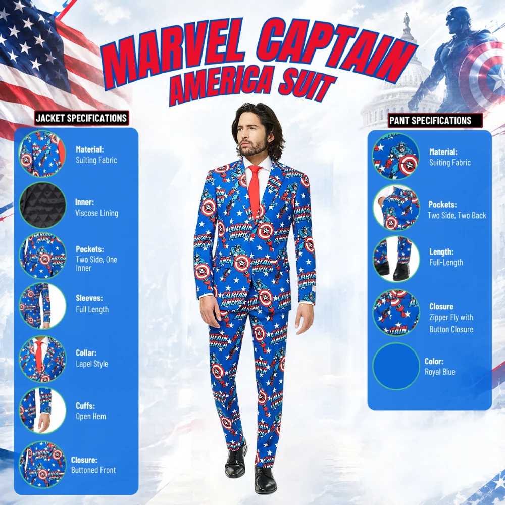 Marvel Captain America Print Suit Infographic